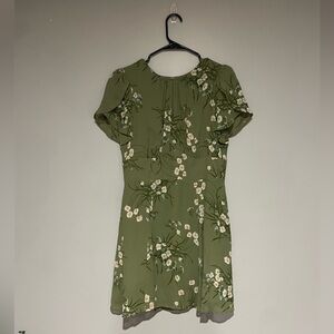 Reformation Olive Green Floral Mini Dress